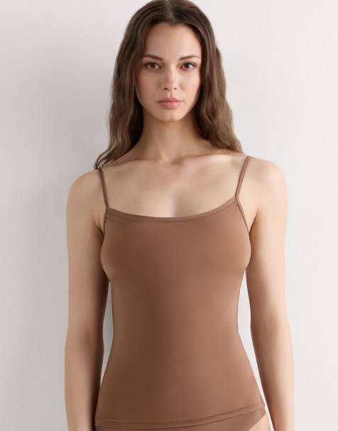 Intimissimi Ultralight microfibre top in caramel dark beige