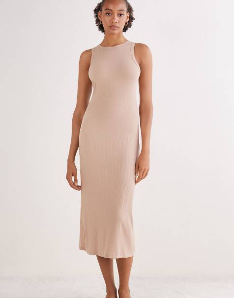 Intimissimi Your everyday wear long ribbed slip in beige praline