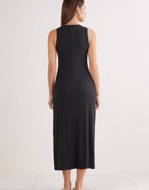 Intimissimi Your everyday wear long ribbed slip in black