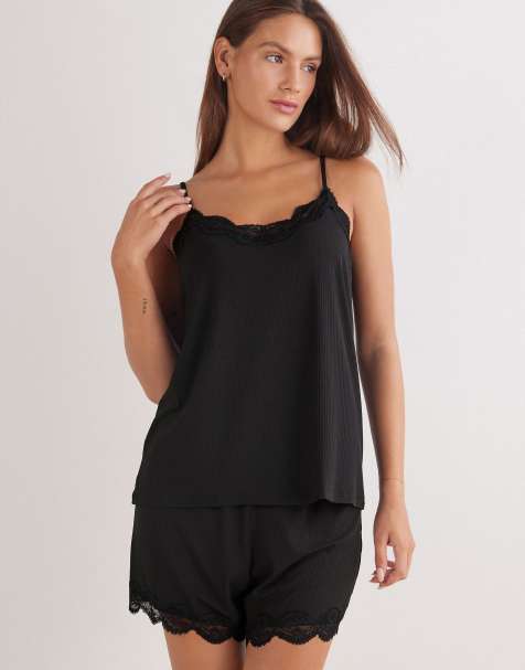 Intimissimi Your everyday wear ribbed lacy top in black - view 1