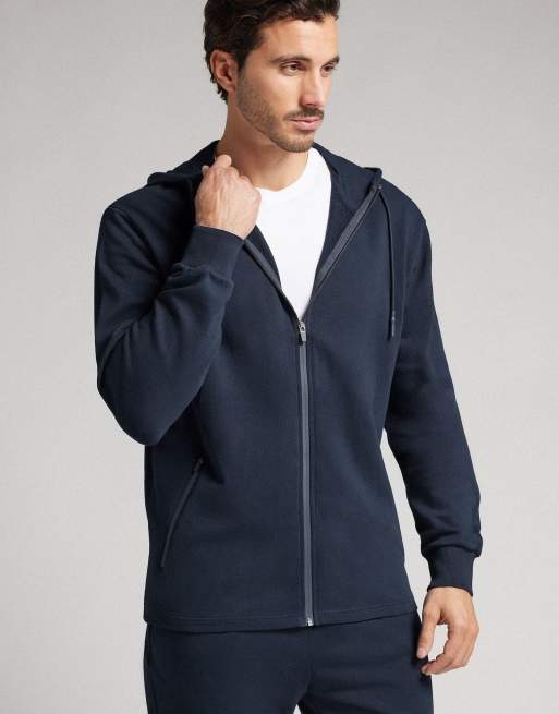 Intimissimi Zip-up cotton sweatshirt in rich blue