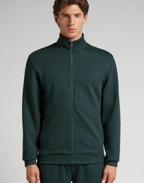 Intimissimi Zip-up technical sweatshirt in dark green - view 1