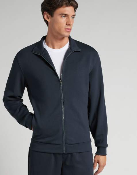 Intimissimi Zip-up technical sweatshirt in midnight blue - view 1