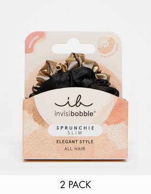 invisibobble - 2er-Pack schmale Sprunchie-Haargummis - True Golden-Bunt