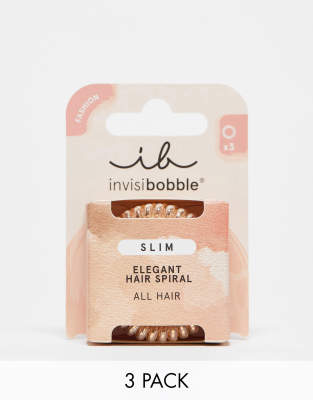 invisibobble - 3er-Pack schmale Haargummi-Spiralen - Bronze Me Pretty-Brown