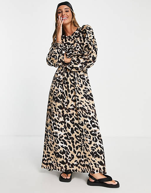 InWear Alline ruched midi dress in leopard print