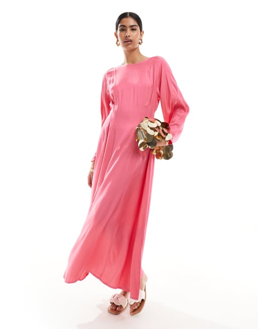 InWear – Cleo – Rosa smockklänning i midilängd 