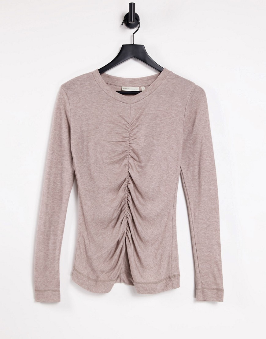 InWear close to home oneck top in taupe-Brown