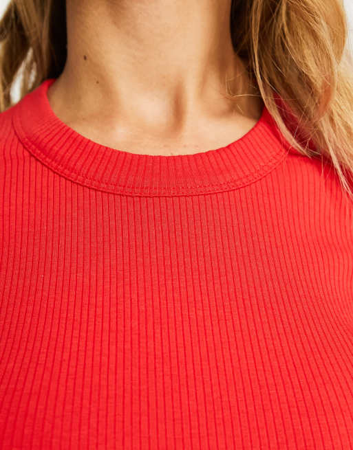 Red hot sale ribbed shirt