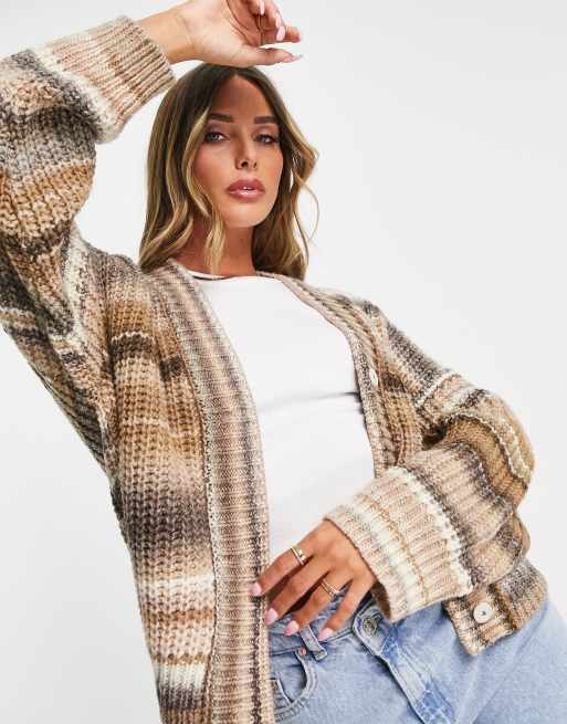 InWear Effie spaceknit striped oversized cardigan in beige ASOS