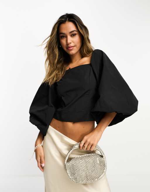InWear Frasco volume sleeve structured top in black