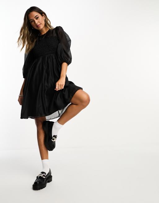 InWear Furai shirred detail mini dress with puff sleeves in