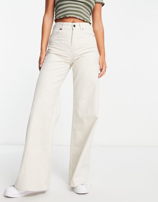 InWear – Ganja – Ljusbeige jeans med vida ben och hög midja