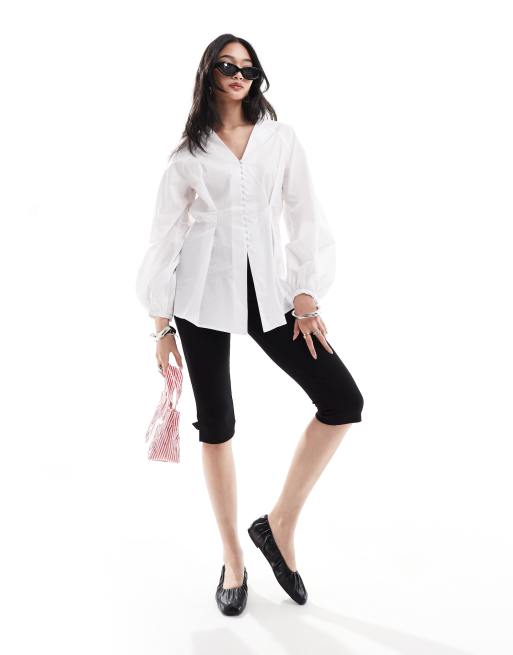 InWear Helve button front fitted cotton blouse in white