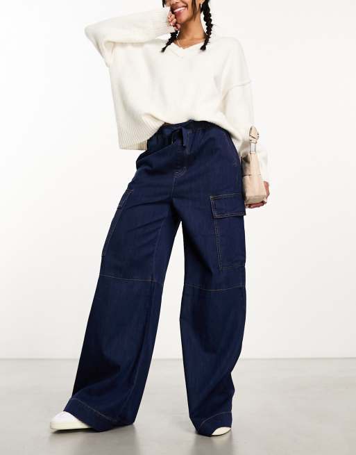 InWear Izoebel cargo denim jeans in blue indigo