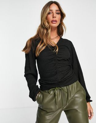 InWear Lanya ruched jersey top in black