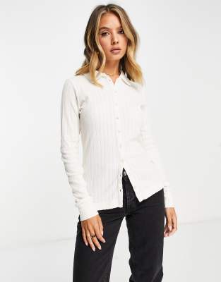 InWear Nolly button up ribbed cardigan in cream