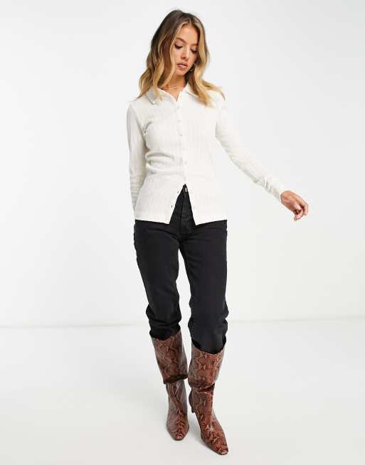 InWear Nolly button up ribbed cardigan in cream, 4 of 4