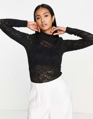 In Wear InWear Octava high neck lace top in black