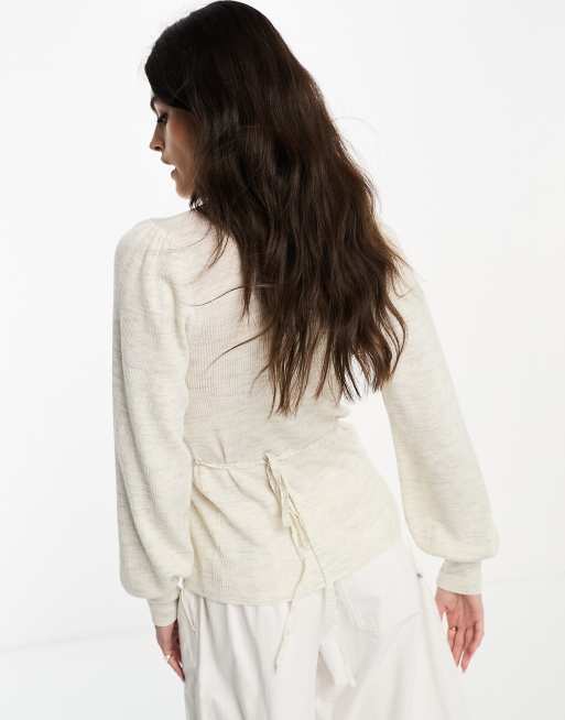 InWear Panje ribbed wrap cardigan in grey marl, 2 of 4