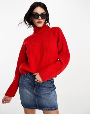 InWear priya chunky knit high neck jumper in red