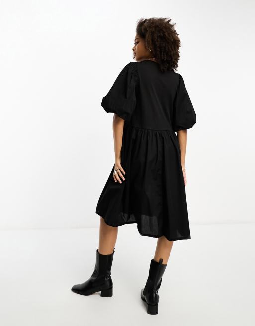 Black smock dress clearance zara