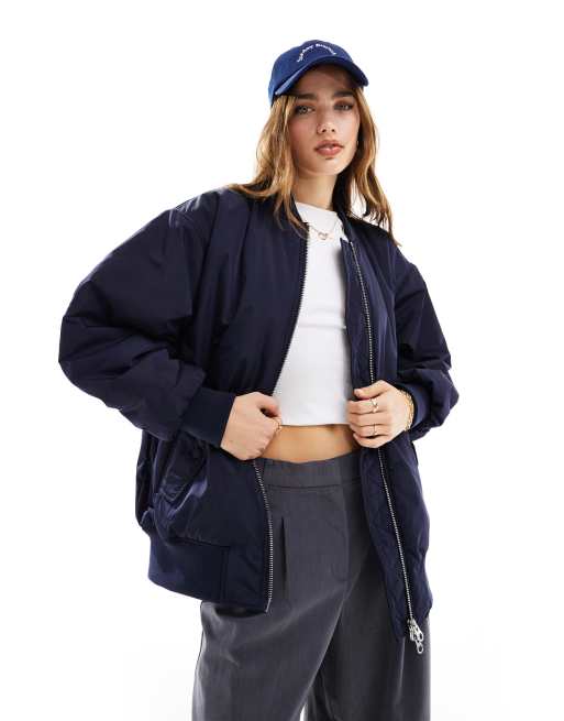 InWear - Terra - Bomberjack met gerimpelde mouwen in marineblauw