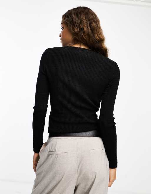 Black fine knit v neck clearance jumper