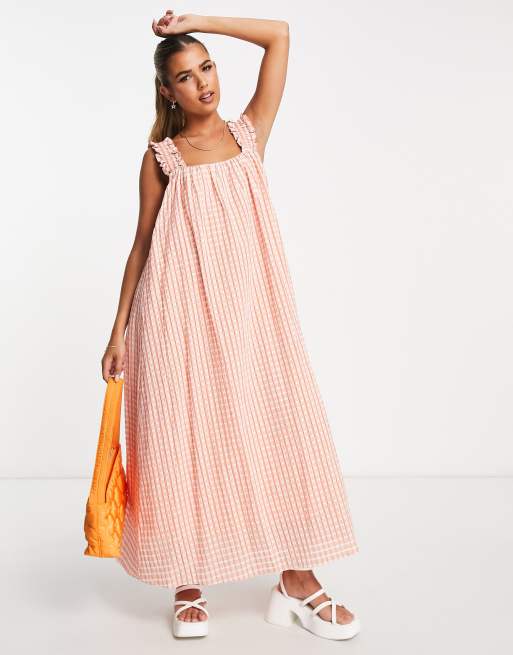 InWear - Vanida - Vestito grembiule rosa melone a quadri