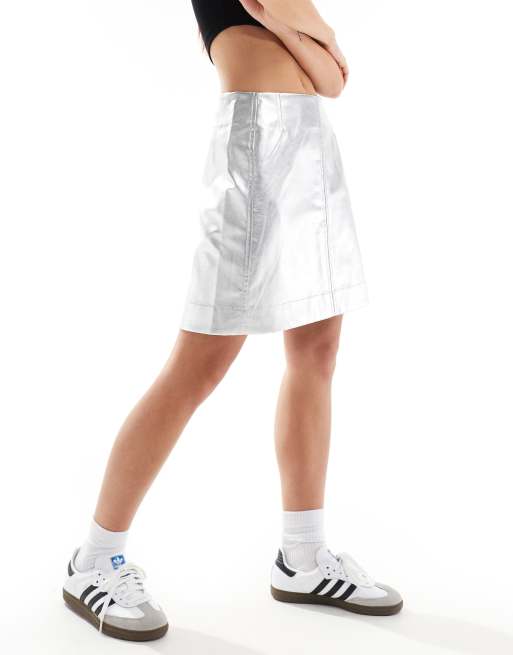 InWear – Zaza – Rock aus Kunstleder in Silber, 2 von 5