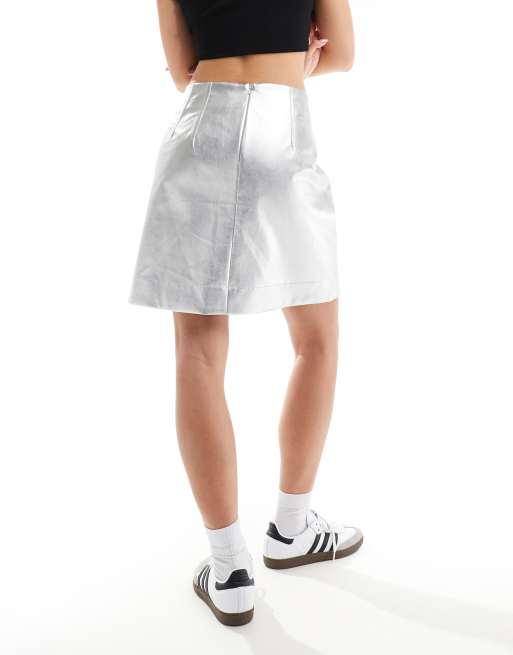 InWear – Zaza – Rock aus Kunstleder in Silber, 3 von 5