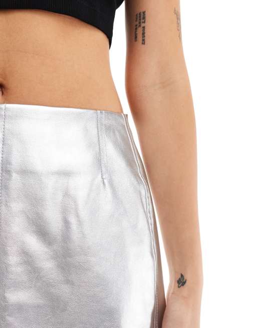 InWear – Zaza – Rock aus Kunstleder in Silber, 4 von 5