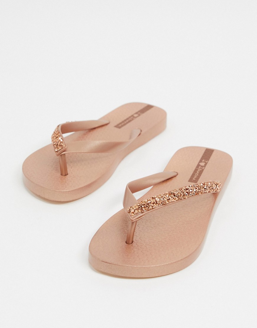 Ipanema glam flip flops in rose with silver embellishment-Neutral