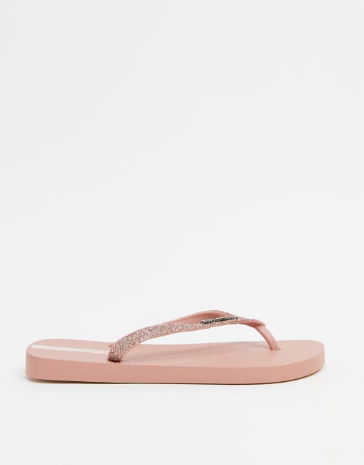 Ipanema glitter flip flops in blush pink