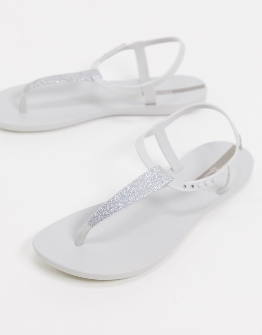 Ipanema pop glitter flat sandals in white