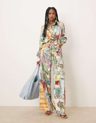 Isabelle Pennington-Edmead Basterre wide leg pants in sanctuary print - part of a set-Multi