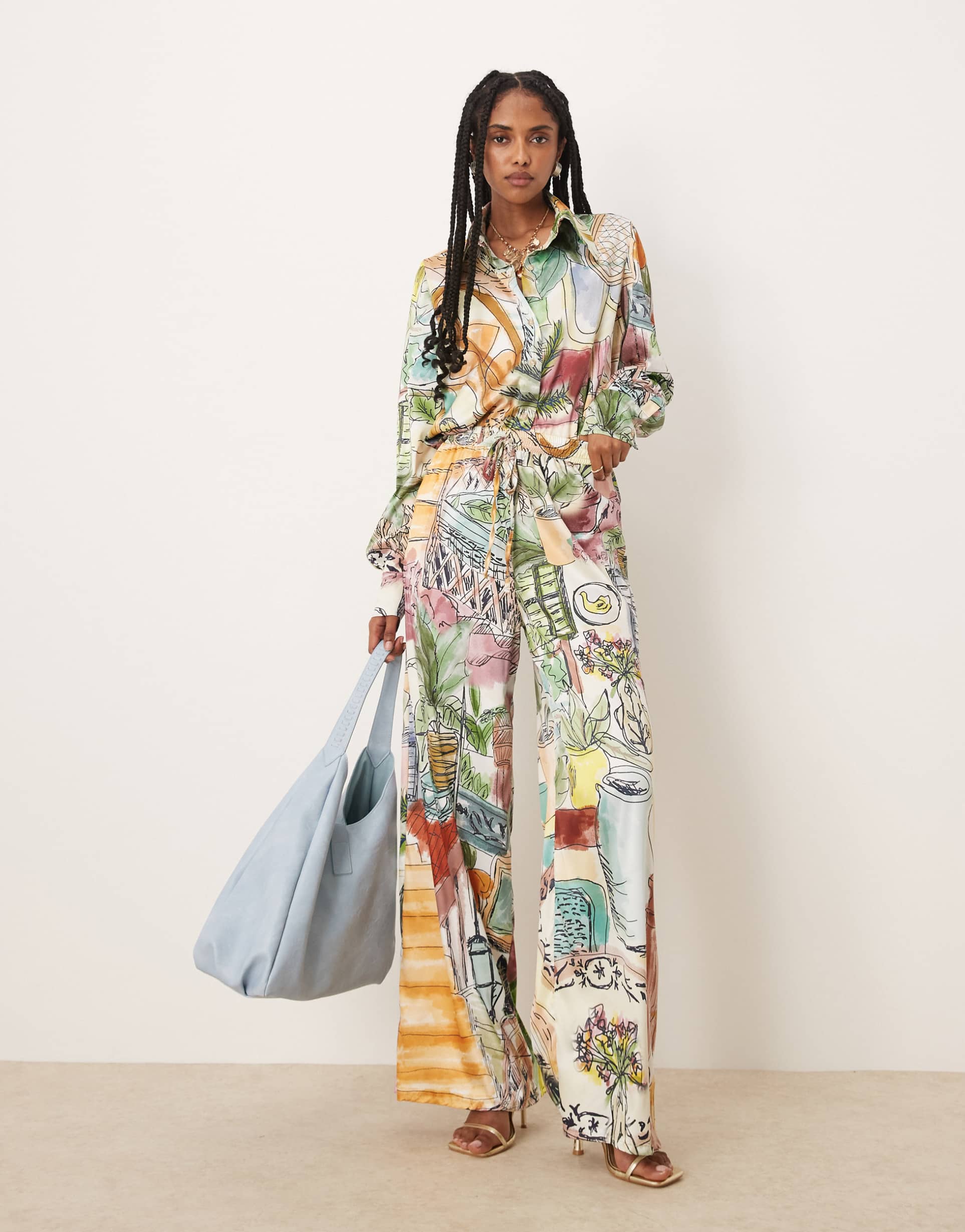 isabelle pennington-edmead basterre wide leg pants in sanctuary print - part of a set