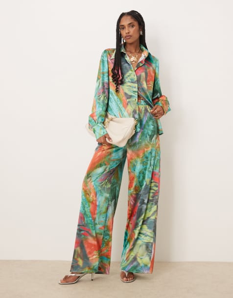Isabelle Pennington-Edmead Basterre wide leg trousers co-ord  in storm print
