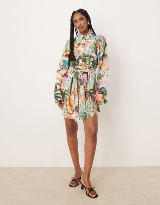 Isabelle Pennington-Edmead Dominica Shirt mini dress in sanctuary print