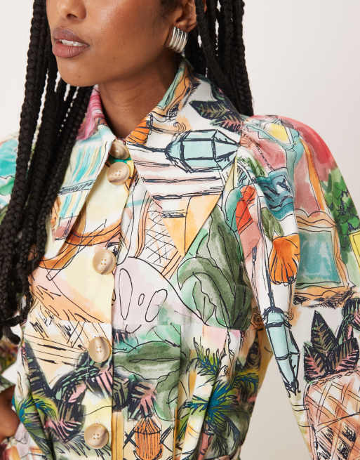 Isabelle Pennington-Edmead Dominica Shirt mini dress in sanctuary print