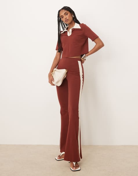 Isabelle Pennington-Edmead Kingston flare trouser co-ord in brown - view 1