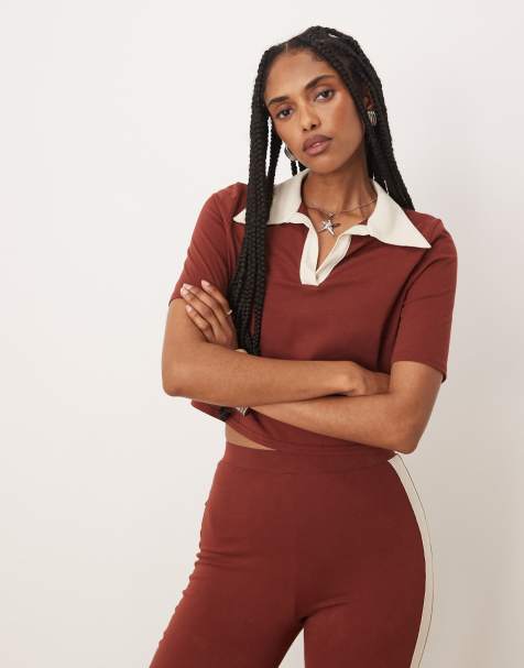 Isabelle Pennington-Edmead Kingston polo top co-ord in brown - view 1