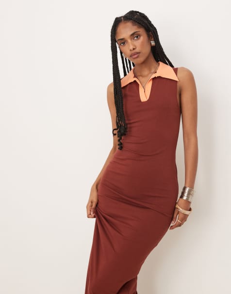 Isabelle Pennington-Edmead Lucia maxi dress in brown and orange
