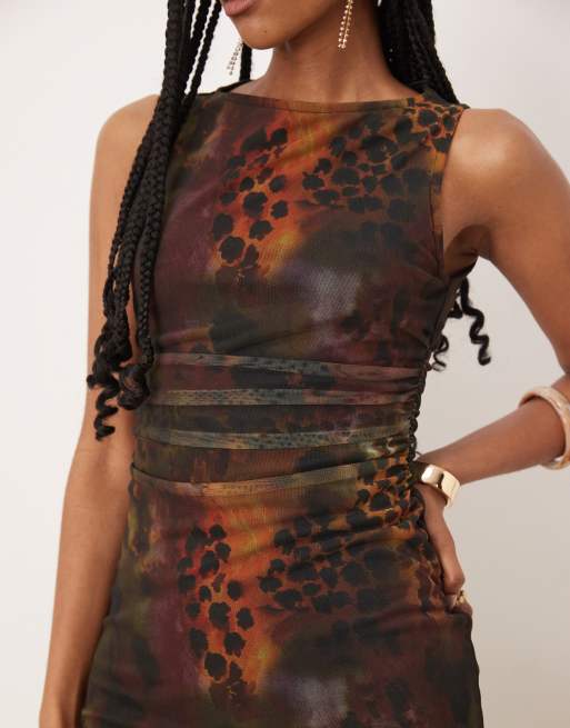 Isabelle Pennington-Edmead Marigot mesh midaxi dress in tiger shell print, 2 of 4