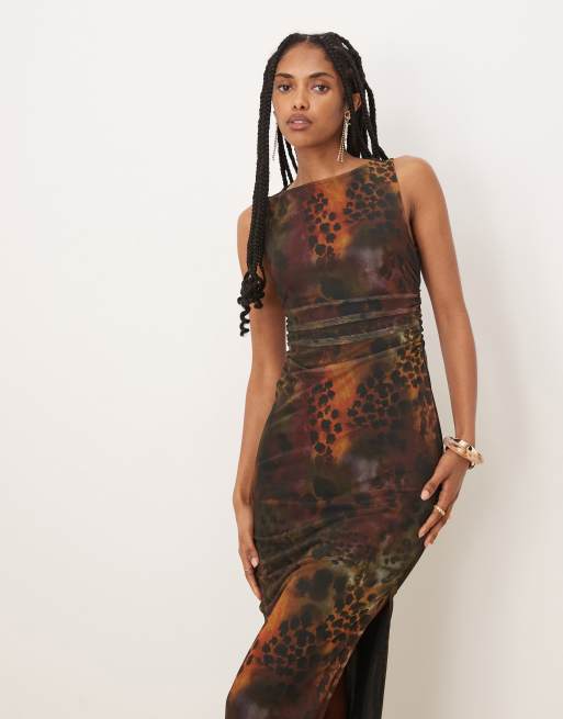 Isabelle Pennington-Edmead Marigot mesh midaxi dress in tiger shell print, 3 of 4