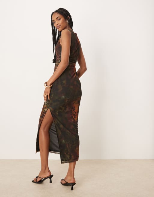 Isabelle Pennington-Edmead Marigot mesh midaxi dress in tiger shell print, 4 of 4