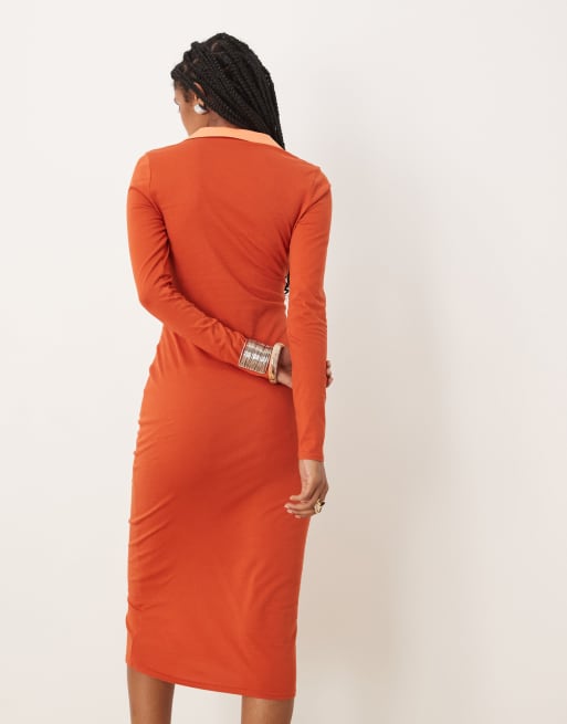 Isabelle Pennington-Edmead Savannah midaxi dress in rust | ASOS