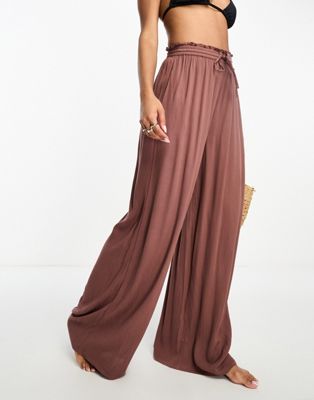 IIsla & Bird Exclusive beach drawstring trouser in brown