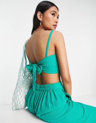 IIsla & Bird knot crop beach top co-ord in teal