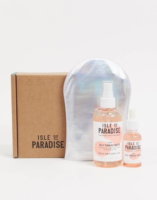 Isle of Paradise – Self Tanning Drops & Water Set – Brun utan sol-set – Light – SPARA 25 %